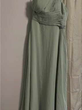 Azazie One-Shoulder Sage Green Chiffon Gown